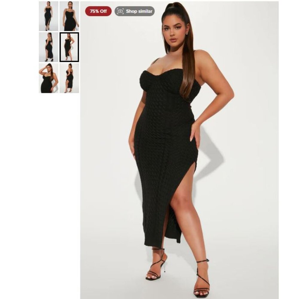 Fashion Nova Curve - Ava Knit Maxi Dress - Black - Size 3X